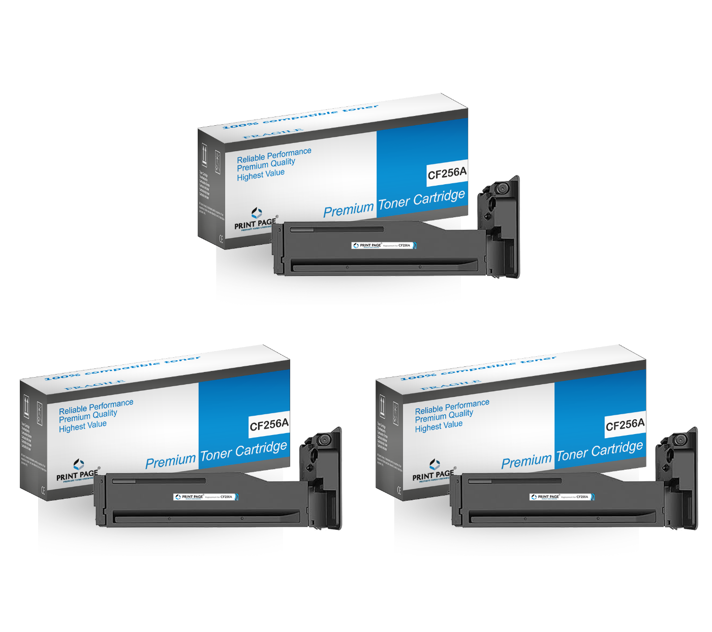 Print Page 56A (CF256A) Toner Cartridge Set of 3