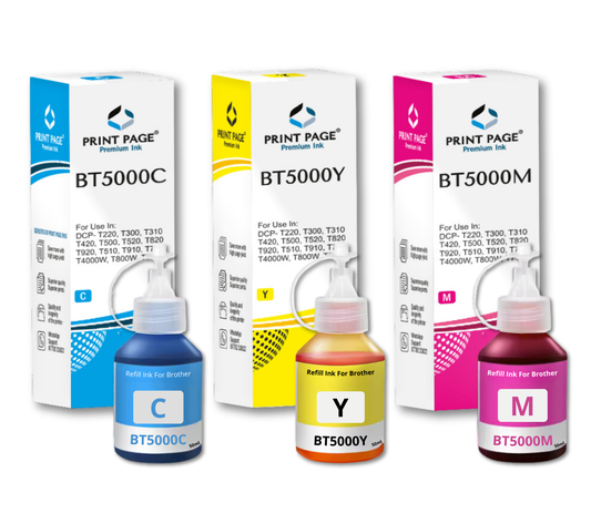 Print Page BT-D60BK & BT5000 (C/Y/M) Refill Ink Bottle (Black-105ml, C/Y/M-50ml Each) C/Y/M - 1 pcs