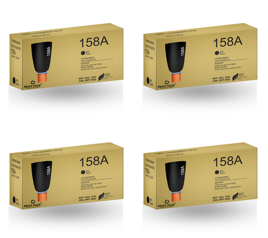 Print Page 158A (W1580A) Toner Reload Kit Set of 4