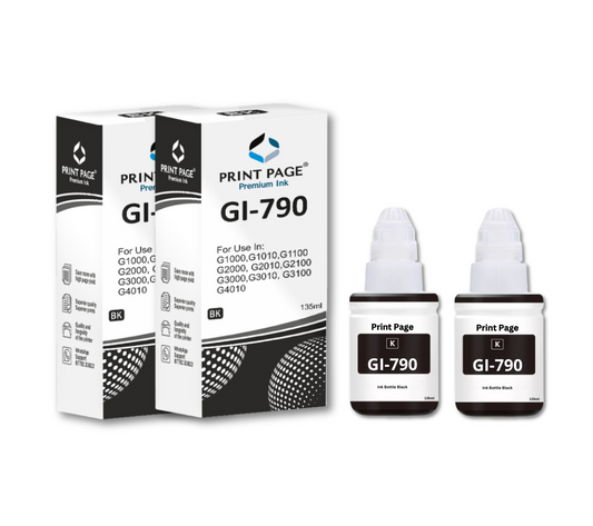 Print Page GI 790 Refill Ink Bottle (Black-135ml, Color-70ml Each) Black - 2 pcs