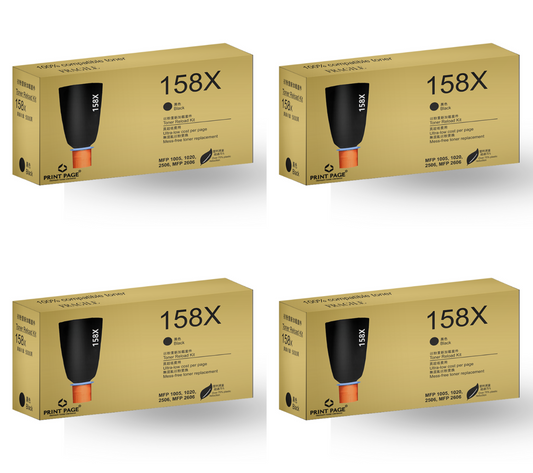 Print Page 158X (W1580X) Toner Reload Kit Set of 4