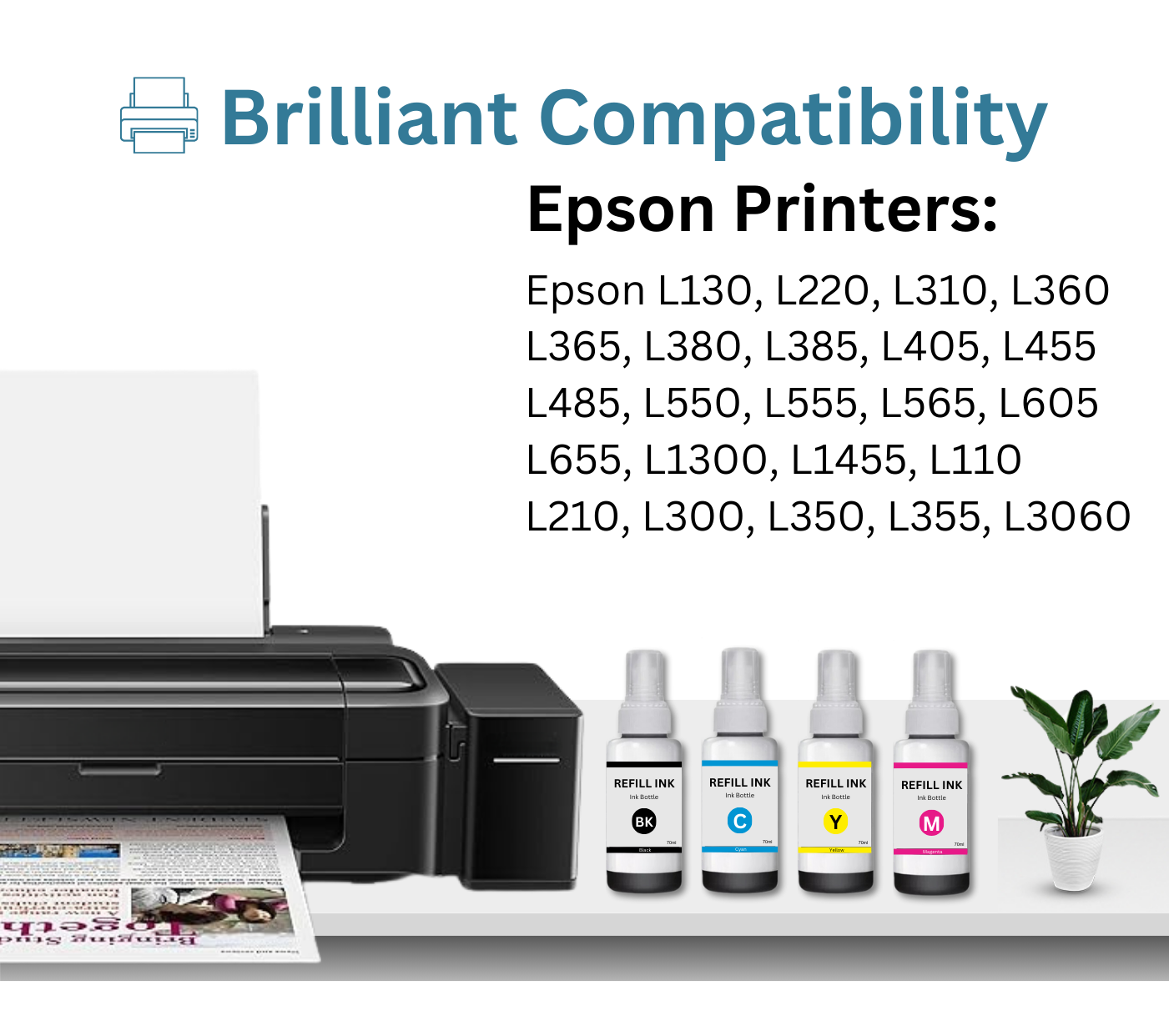 Print Page T664 Refill Ink Bottle (70ml Each) Black