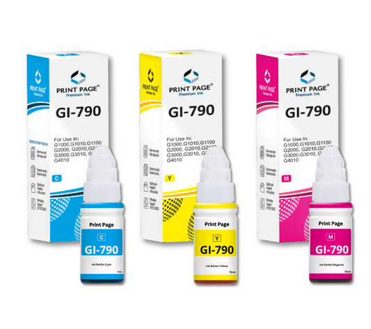 Print Page GI 790 Refill Ink Bottle (Black-135ml, Color-70ml Each) C/Y/M - 1 pcs