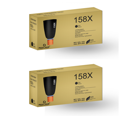 Print Page 158X (W1580X) Toner Reload Kit Set of 2