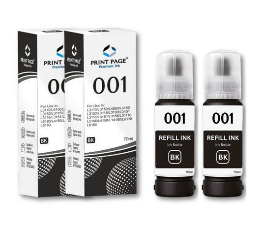 Print Page 001 Refill Ink Bottle (70ml Each) Black - 2 pcs