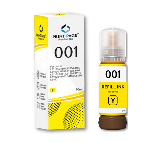 Print Page 001 Refill Ink Bottle (70ml Each) Yellow