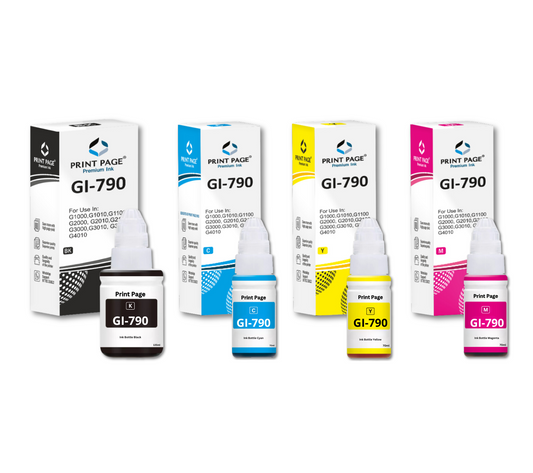 Print Page GI 790 Refill Ink Bottle (Black-135ml, Color-70ml Each) 4 Color Combo