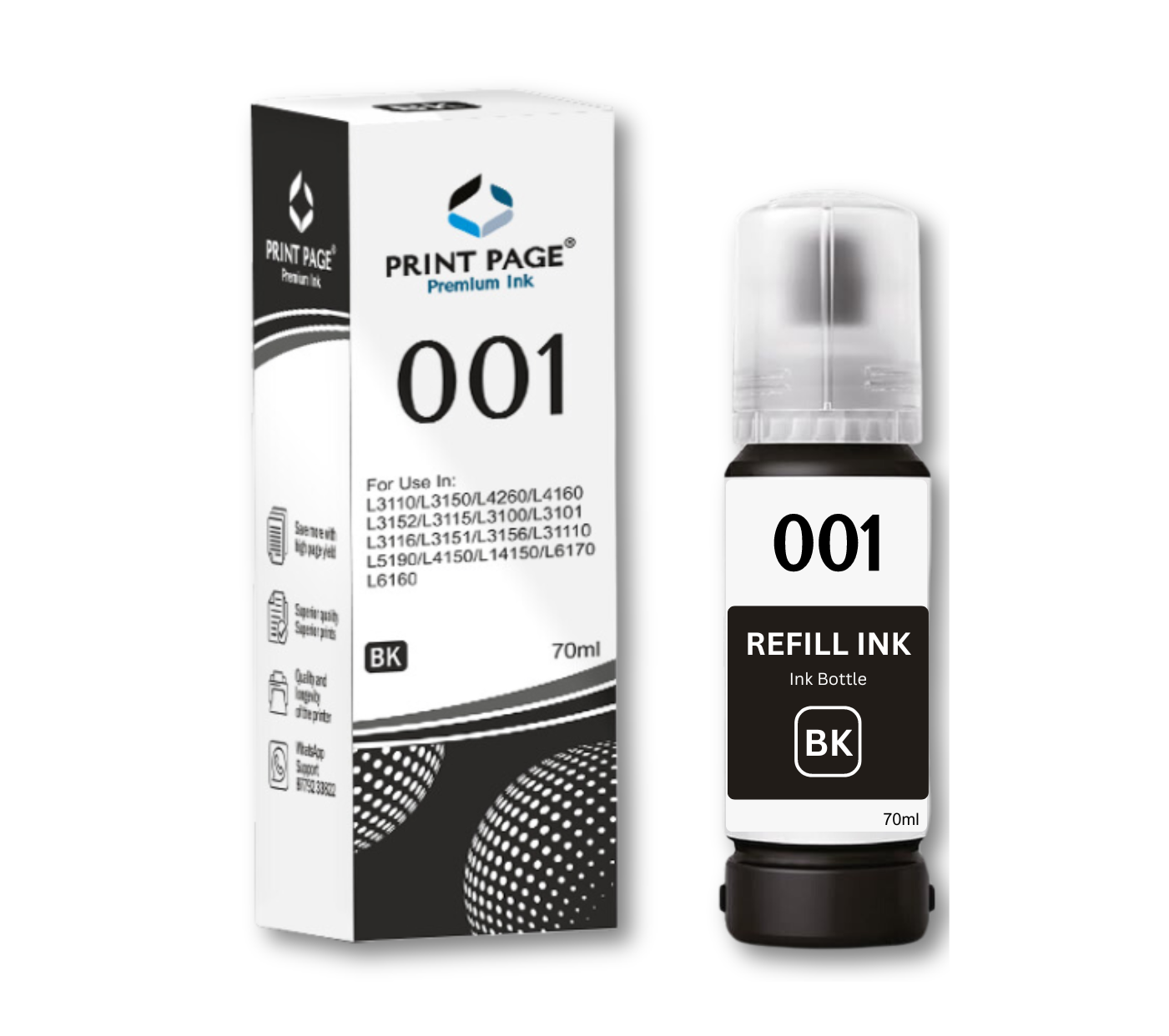 Print Page 001 Refill Ink Bottle (70ml Each) Black