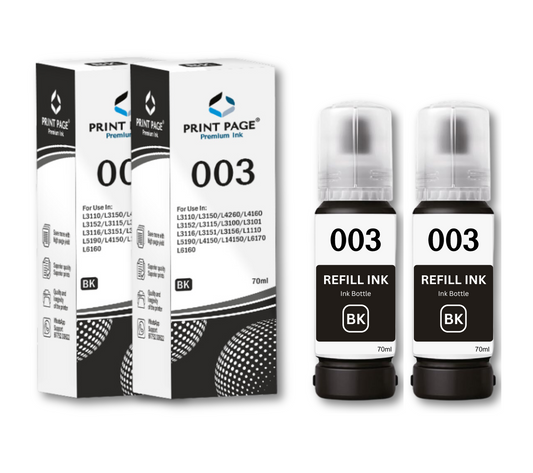 Print Page 003 Refill Ink Bottle (70ml Each) Black - 2 pcs
