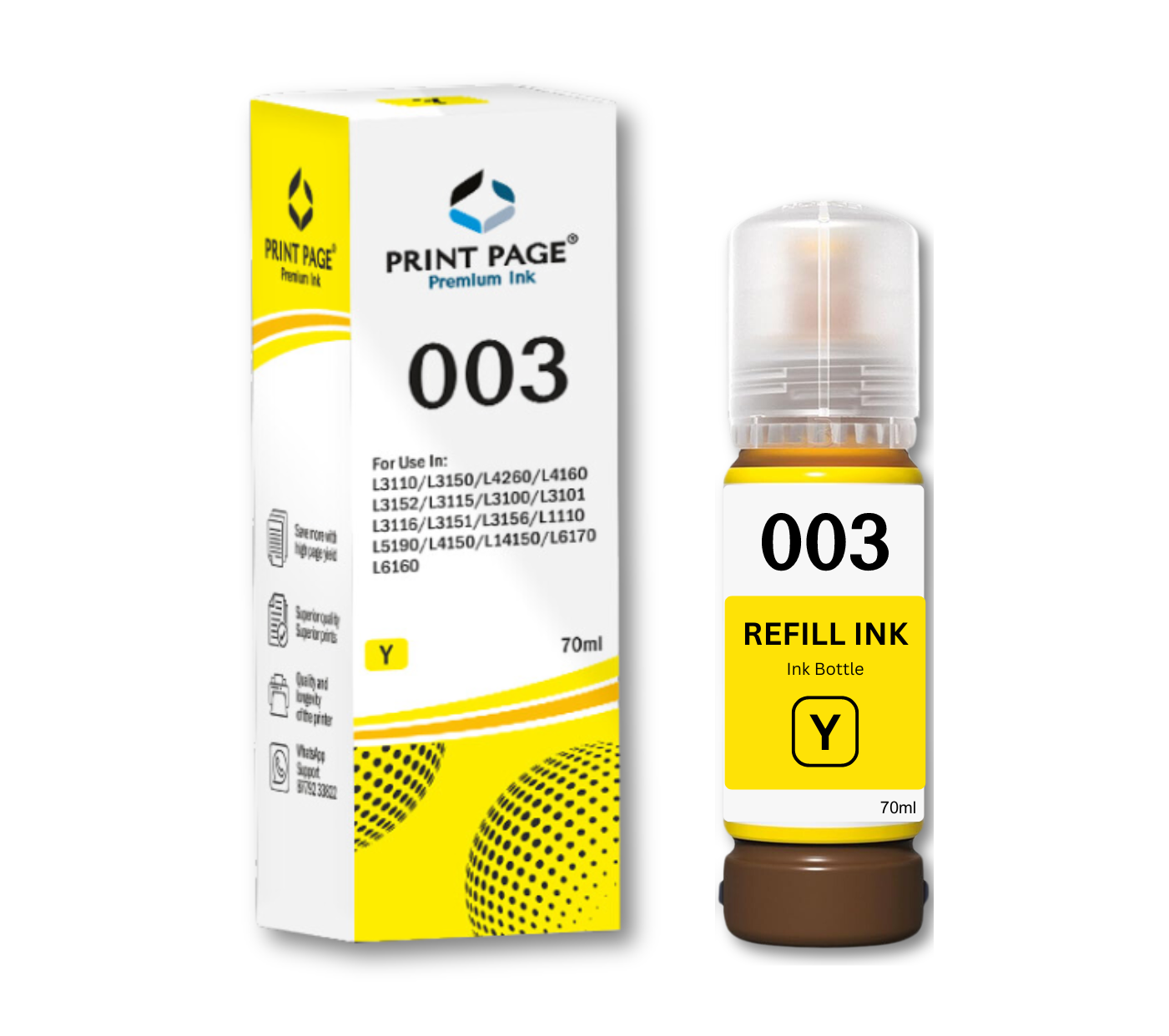 Print Page 003 Refill Ink Bottle (70ml Each) Yellow