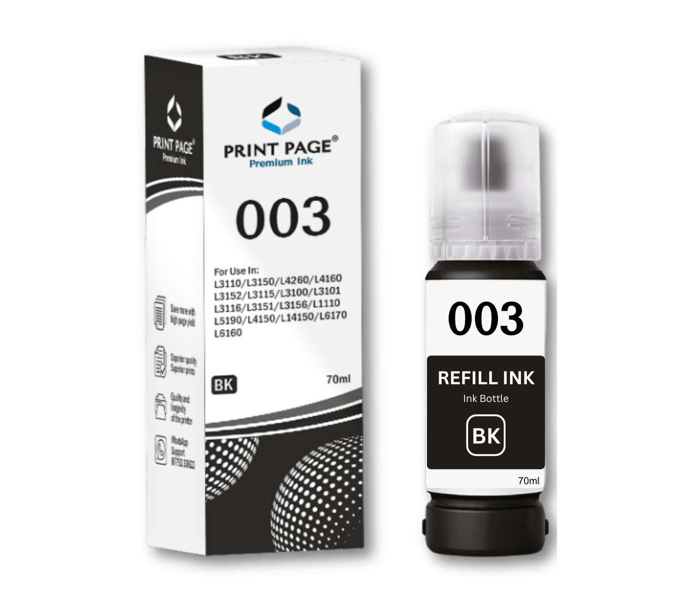 Print Page 003 Refill Ink Bottle (70ml Each) Black
