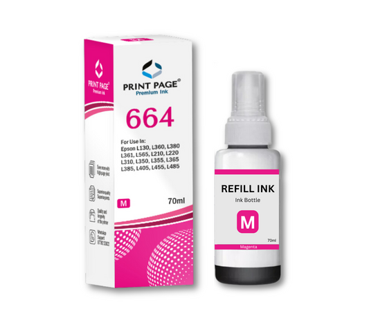 Print Page T664 Refill Ink Bottle (70ml Each) Magenta