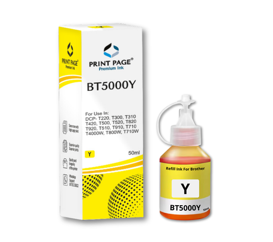 Print Page BT-D60BK & BT5000 (C/Y/M) Refill Ink Bottle (Black-105ml, C/Y/M-50ml Each) Yellow