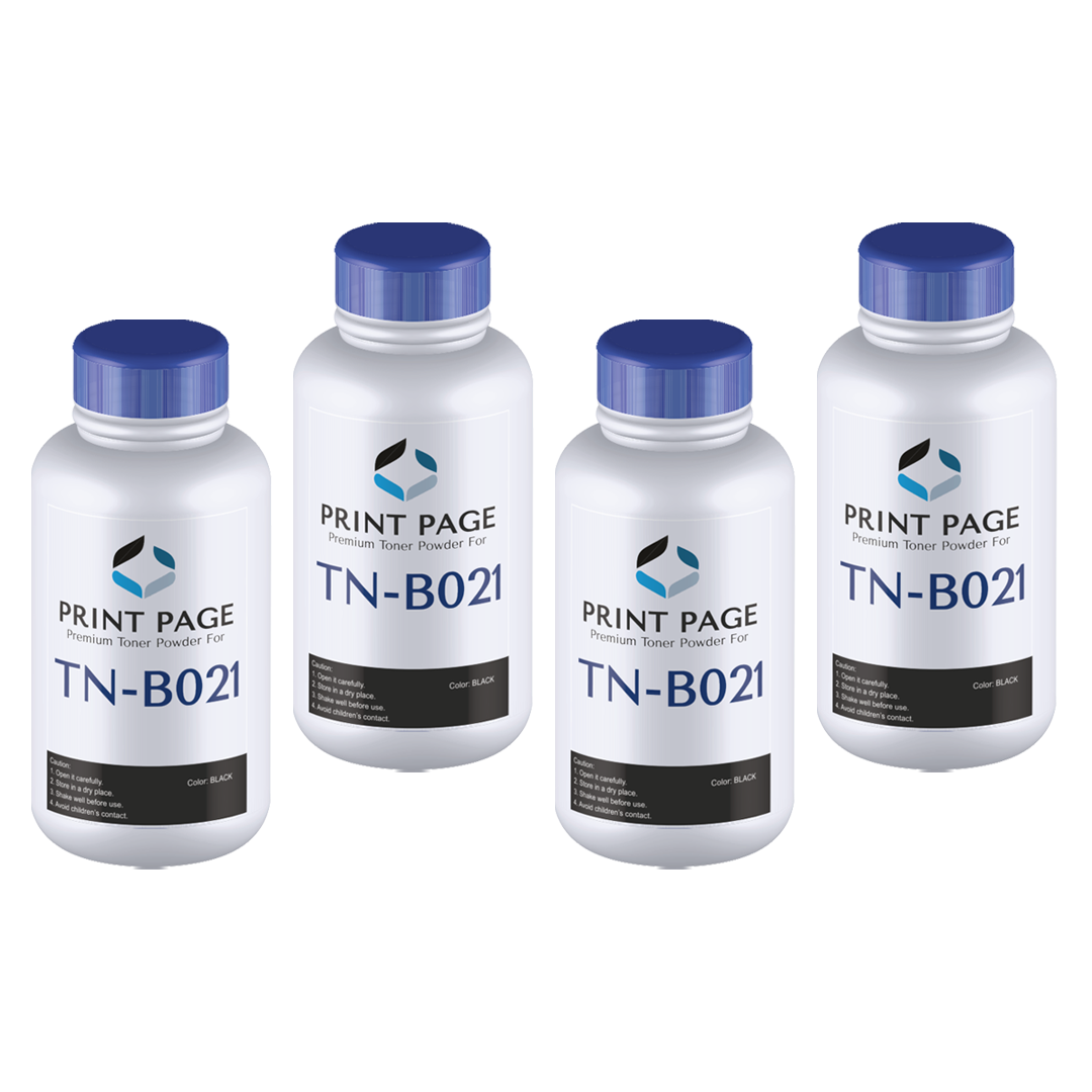 Print Page TN-B021 Toner Powder Bottle (80gm) (Pack of 4 Bottles)