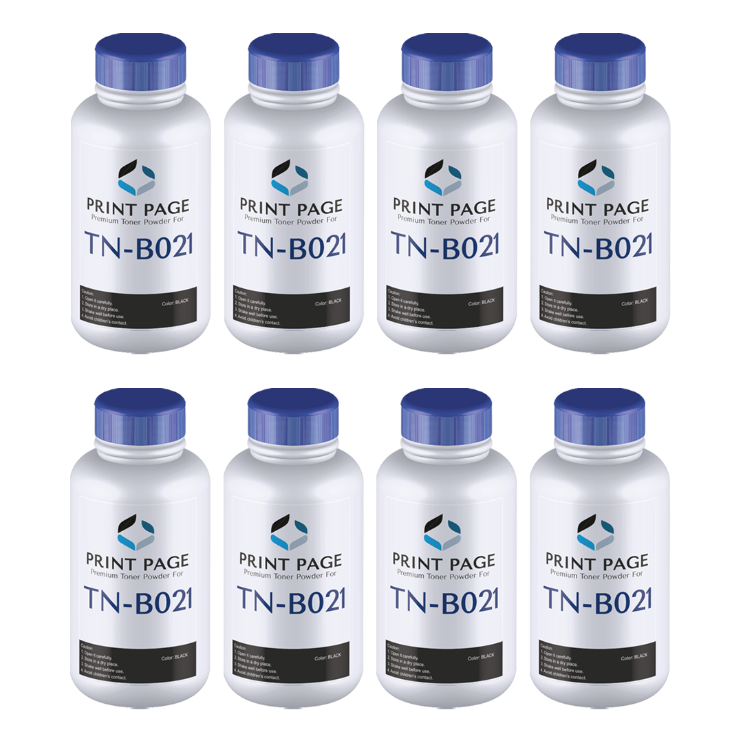 Print Page TN-B021 Toner Powder Bottle (80gm) (Pack of 8 Bottles)
